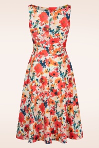 Vintage Chic for Topvintage - Cindi Poppy swing jurk in oranje en multi 2