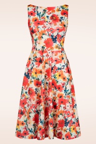 Vintage Chic for Topvintage - Cindi Poppy swing jurk in oranje en multi