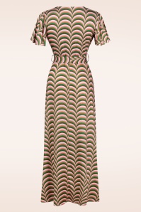 Vintage Chic for Topvintage - Tammy retro maxi jurk in bruin en multi 2