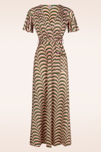 Vintage Chic for Topvintage - Tammy retro maxi jurk in bruin en multi