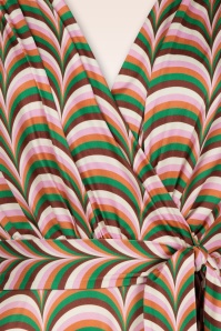 Vintage Chic for Topvintage - Tammy retro maxi jurk in bruin en multi 3