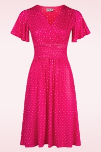 Vintage Chic for Topvintage - Sadie dots swing jurk in roze