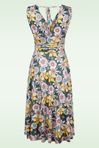 Vintage Chic for Topvintage - Jane Floral swing jurk in zwart en multi 3