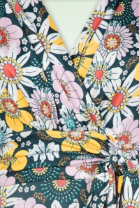Vintage Chic for Topvintage - Jane Floral swing jurk in zwart en multi 2