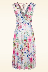 Vintage Chic for Topvintage - Jane Floral Butterfly swing jurk in wit en multi 3