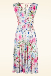 Vintage Chic for Topvintage - Jane Floral Butterfly swing jurk in wit en multi