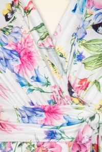 Vintage Chic for Topvintage - Jane Floral Butterfly swing jurk in wit en multi 2