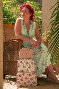 Vintage Chic for Topvintage - Jane Floral Swing Dress in Pale Green 2