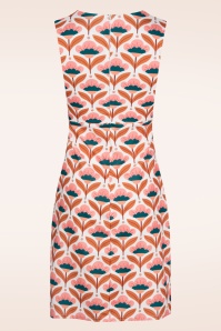 Vintage Chic for Topvintage - Betty Floral jurk in wit en perzik 3