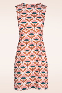 Vintage Chic for Topvintage - Betty Floral jurk in wit en perzik