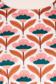 Vintage Chic for Topvintage - Betty Floral jurk in wit en perzik 2