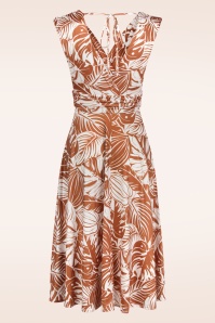 Vintage Chic for Topvintage - Jane Tropical swing jurk in wit en warm karamel 3
