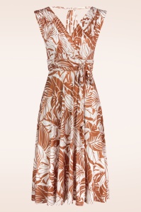 Vintage Chic for Topvintage - Jane Tropical swing jurk in wit en warm karamel