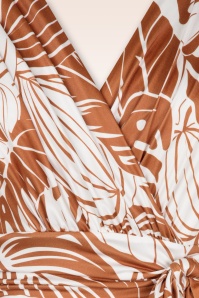 Vintage Chic for Topvintage - Jane Tropical swing jurk in wit en warm karamel 2