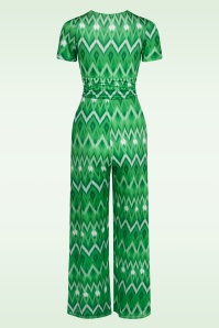 Vintage Chic for Topvintage - Livia Aztec Print jumpsuit in groen 3