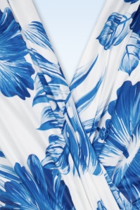 Vintage Chic for Topvintage - Brooke Floral Cross Over swing jurk in wit en blauw 3