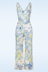 Vintage Chic for Topvintage - Bonnie Flower Jumpsuit in lichtblauw
