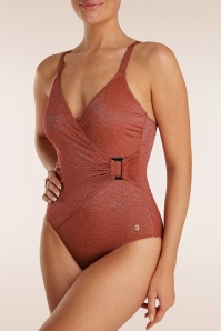TC Beach - Badpak met buckle in warm karamel  2