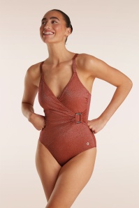 TC Beach - Badpak met buckle in warm karamel  3