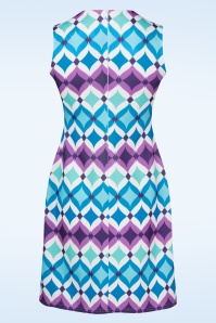 Vintage Chic for Topvintage - Sammi Retro A-lijn jurk in paars en blauw 2