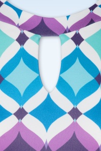 Vintage Chic for Topvintage - Sammi Retro A-lijn jurk in paars en blauw 3