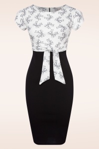 Vintage Chic for Topvintage - Elise Bow Pencil Dress in Black and White