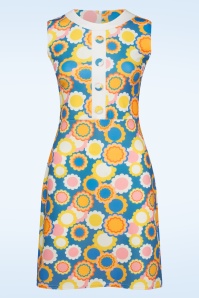 Vintage Chic for Topvintage - Daisy Flower Dress in Blue and Multi