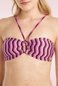 TC Beach - Bandeau Bikini Top in Groovy Waves Pink