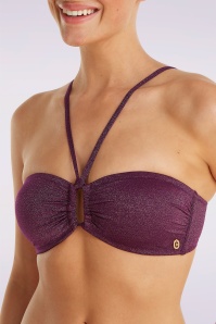 TC Beach - Bandeau Shimmer Bikini Top in Merlot