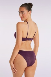 TC Beach - Bandeau Shimmer Bikini Top in Merlot 3