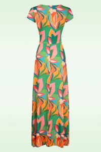 Vintage Chic for Topvintage - Macie Bright Leaves maxi jurk in multi 3