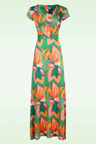 Vintage Chic for Topvintage - Macie Bright Leaves maxi jurk in multi
