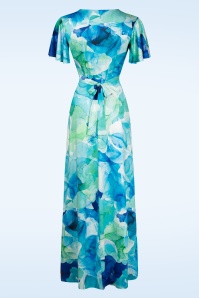 Vintage Chic for Topvintage - Lauri Water Colour Maxi Dress in Blue 3