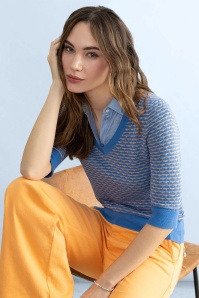 Surkana - Alina Strickpullover in Blau und Orange
