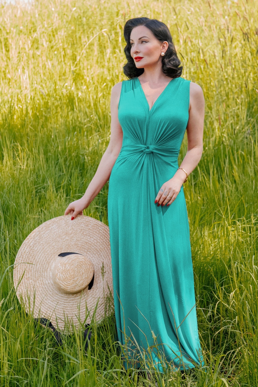Surkana - Emily geknotetes Maxikleid in Türkis