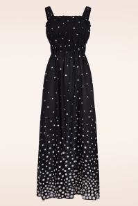Surkana - Dotty midi jurk in zwart