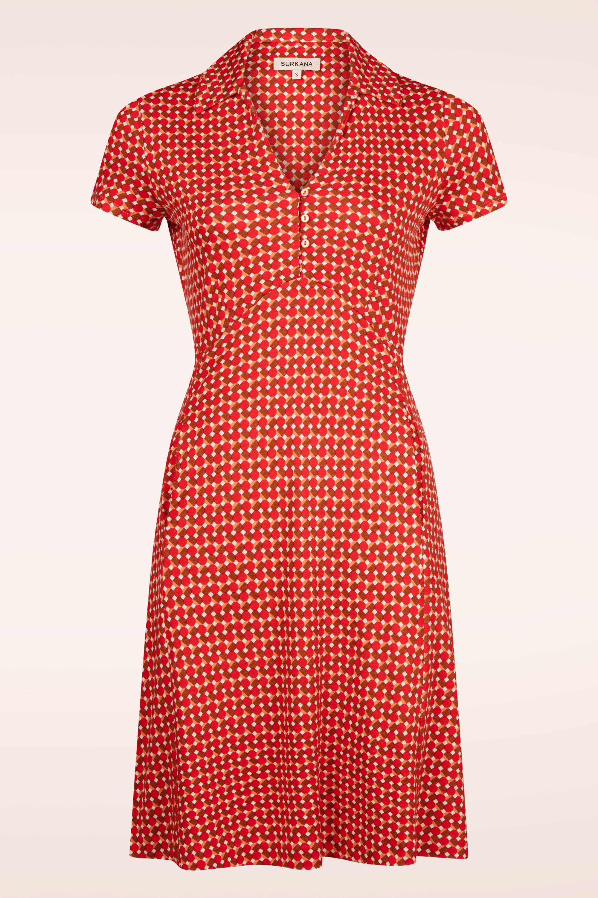 Surkana - Corine Graphic shirt jurk in rood
