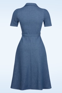 Very Cherry - Revers Denim midi jurk in indigo blauw 3