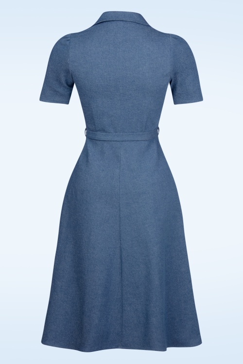 Very Cherry - Revers Denim midi jurk in indigo blauw 3