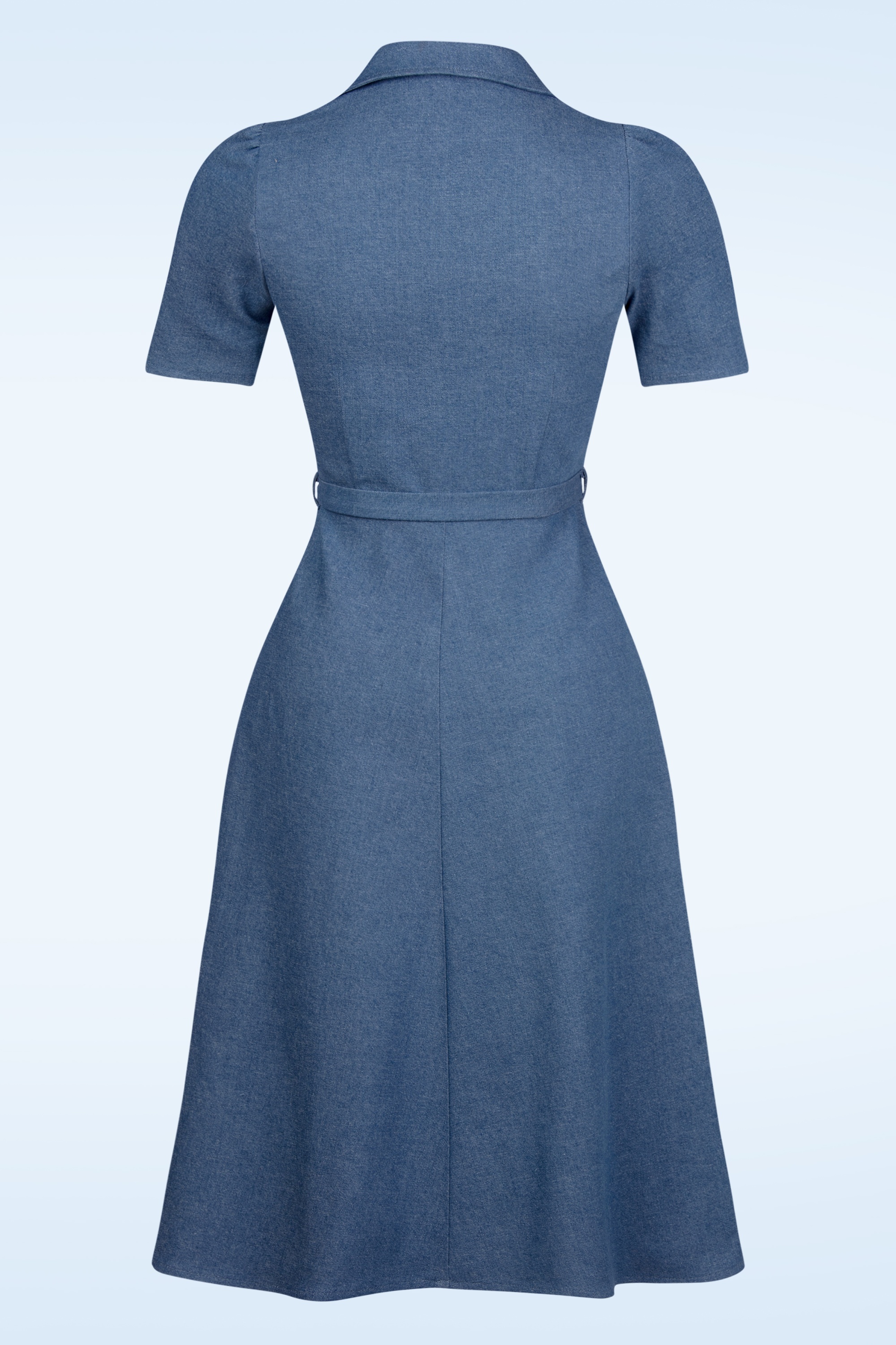 Very Cherry - Revers Denim midi jurk in indigo blauw 3