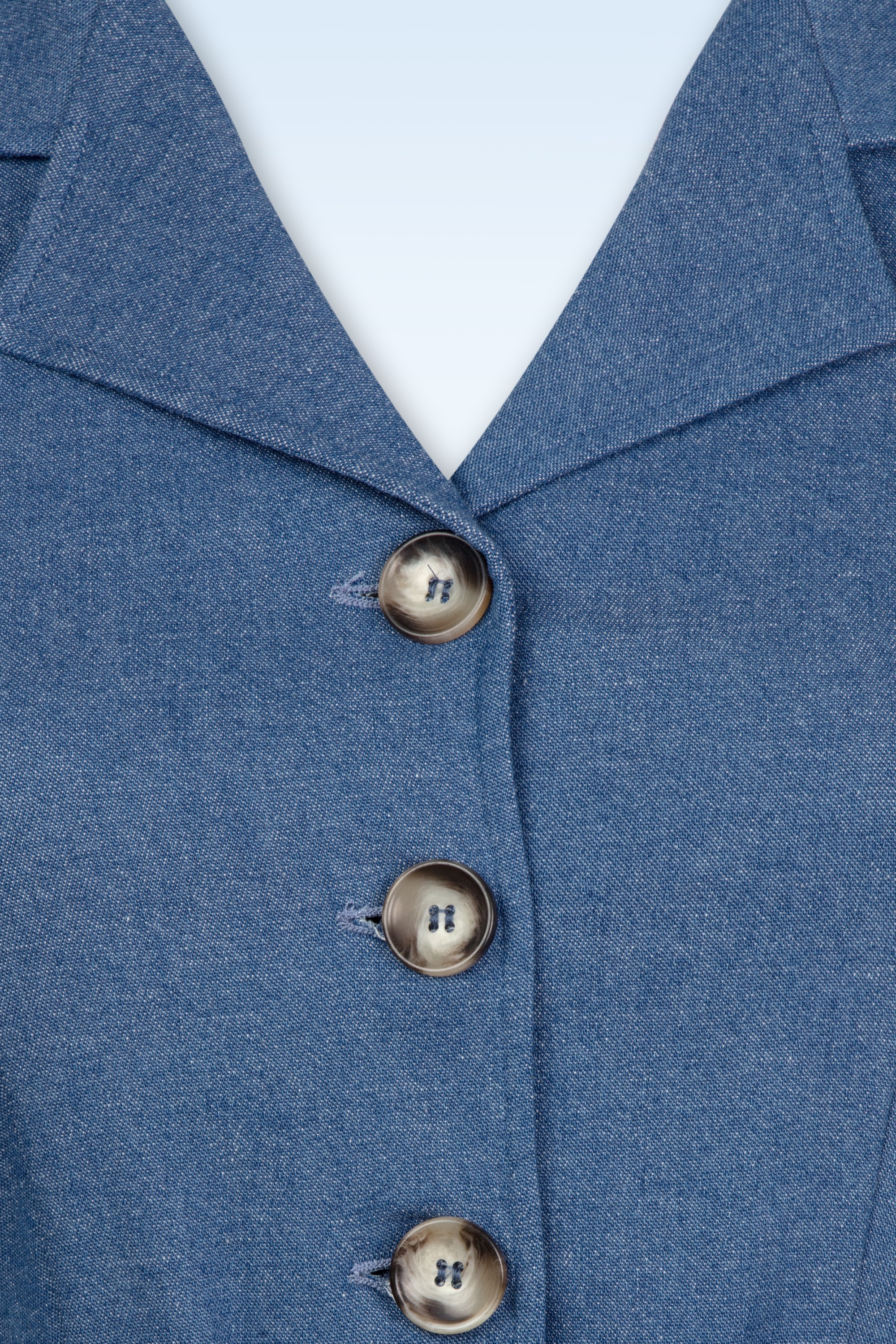 Very Cherry - Revers Denim midi jurk in indigo blauw 2
