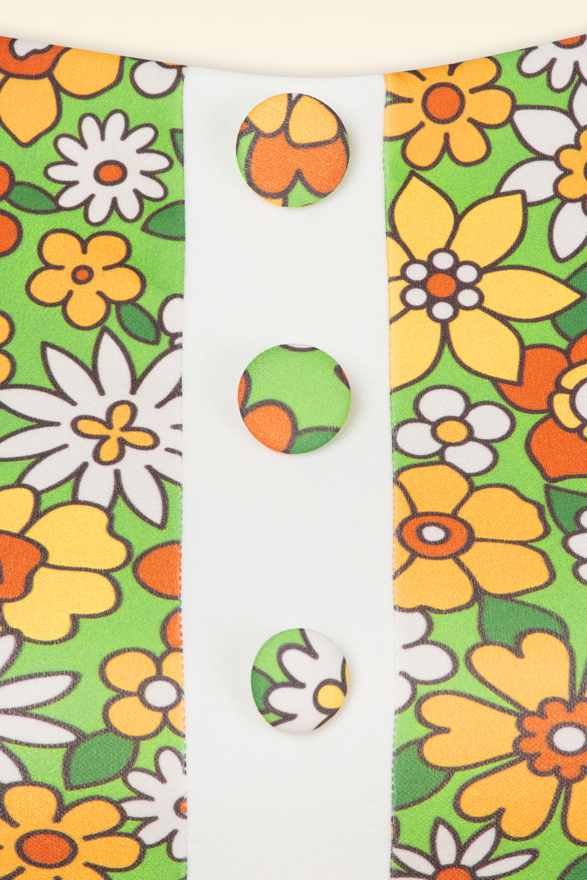 Vintage Chic for Topvintage - Sarah Floral jurk in groen en oranje 2