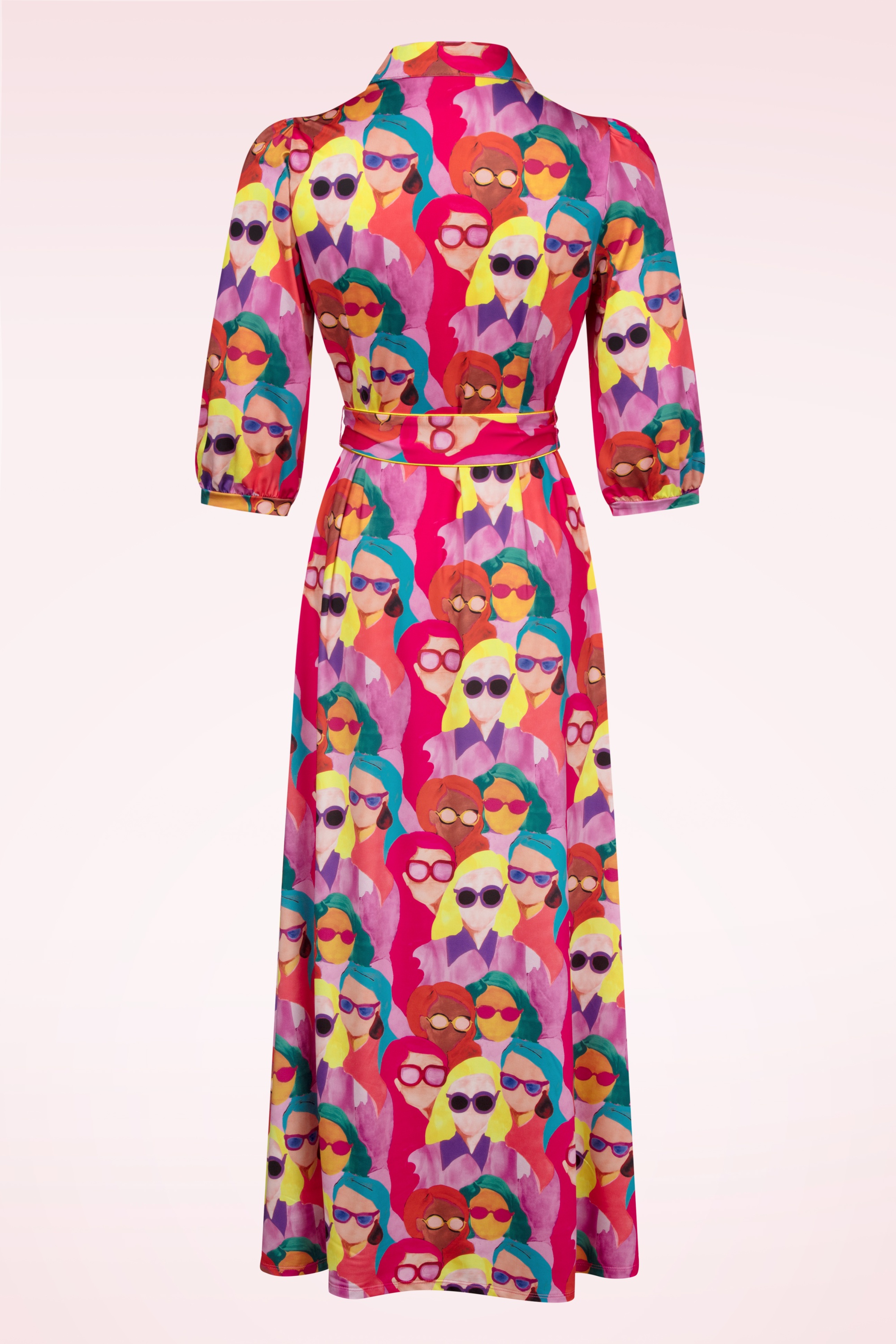 K-Design - Face Me Button Down maxi jurk in roze en multi 4