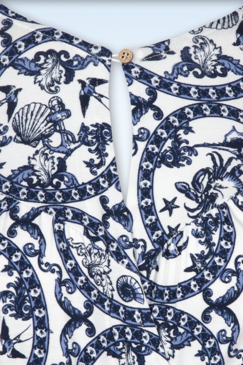 Blutsgeschwister - Lightest Wings maxi jurk in Sea Life Mosaic wit 3