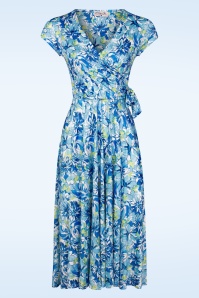 Vintage Chic for Topvintage - Andi Blumen Swing Kleid in Blau