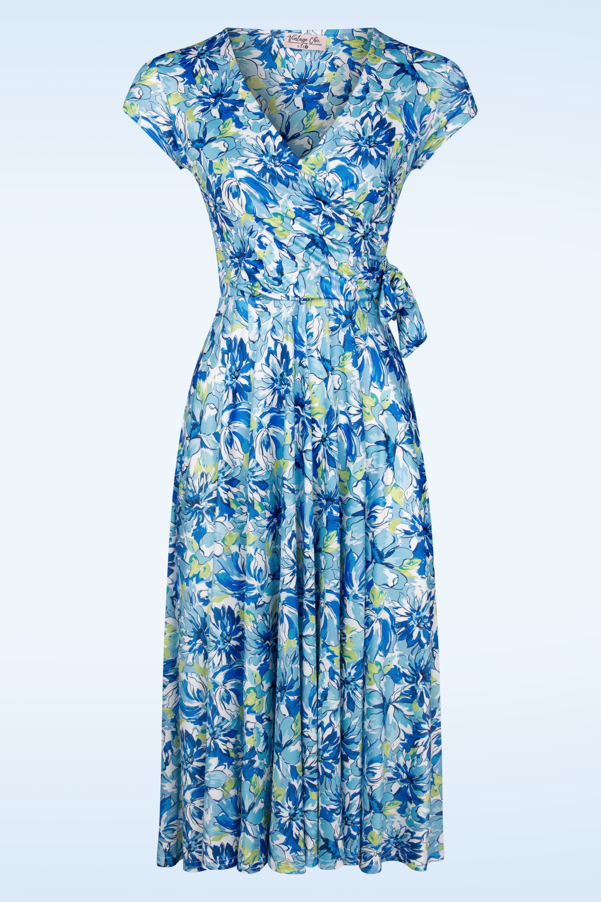 Vintage Chic for Topvintage - Andi Blumen Swing Kleid in Blau