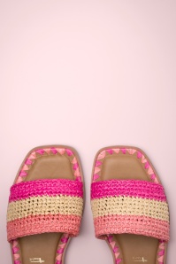 Tamaris - Serena Raffia Pantoletten in Rosa. 2