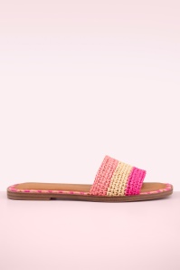 Tamaris - Serena Raffia Pantoletten in Rosa.