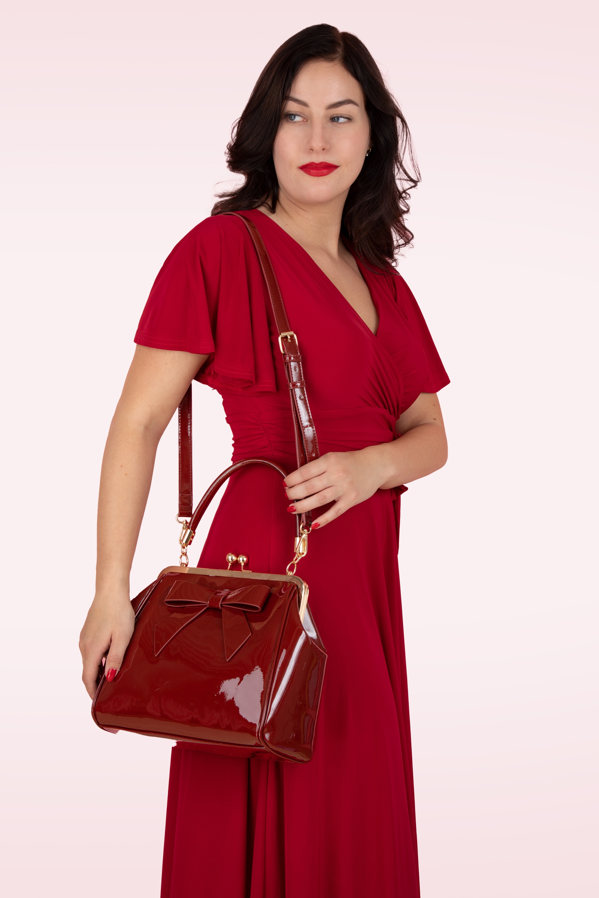 Banned Retro - American Vintage Patent Bag Années 50 en Bordeaux