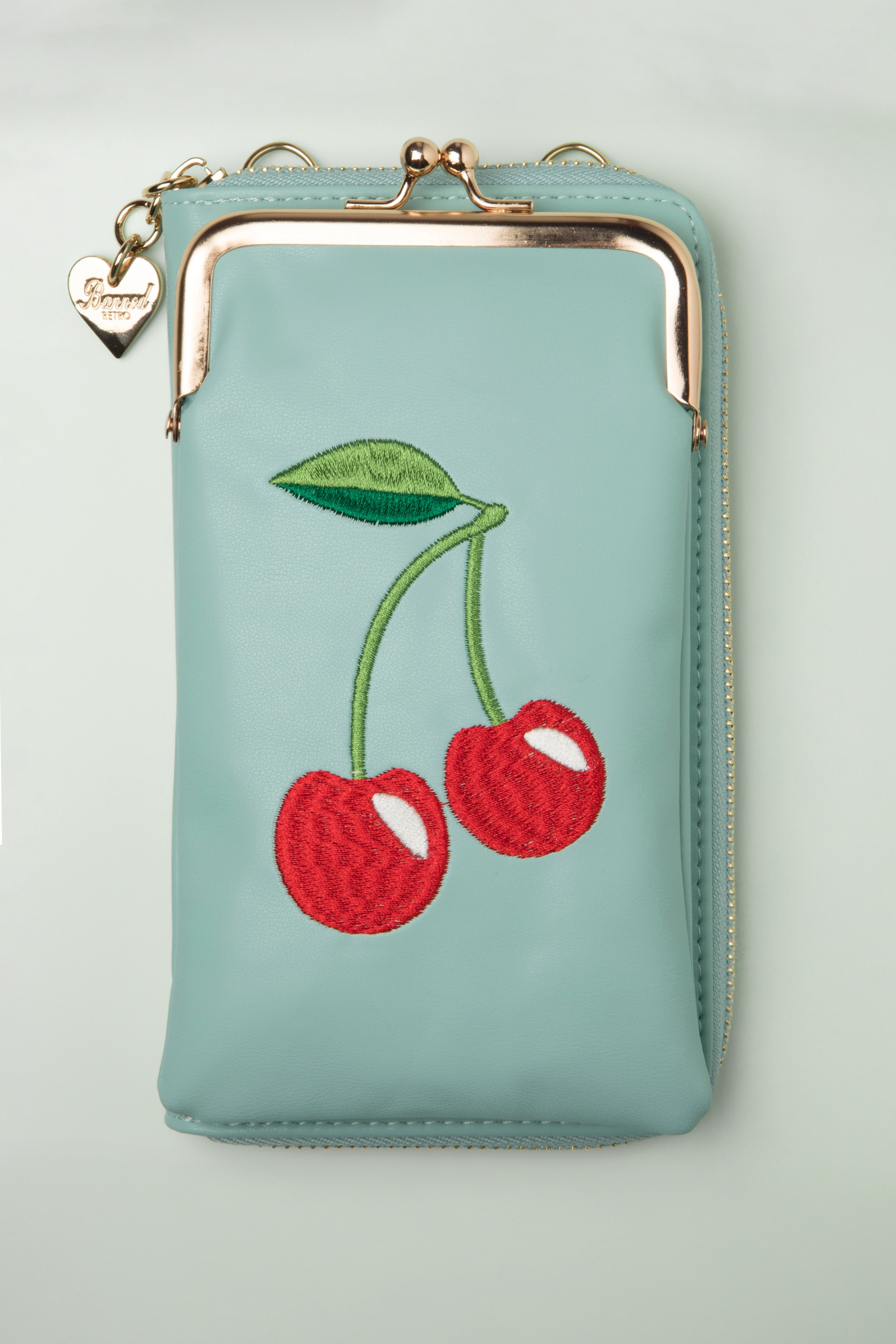Banned Retro - Cherry Pie Cross Body Handytasche in Mint